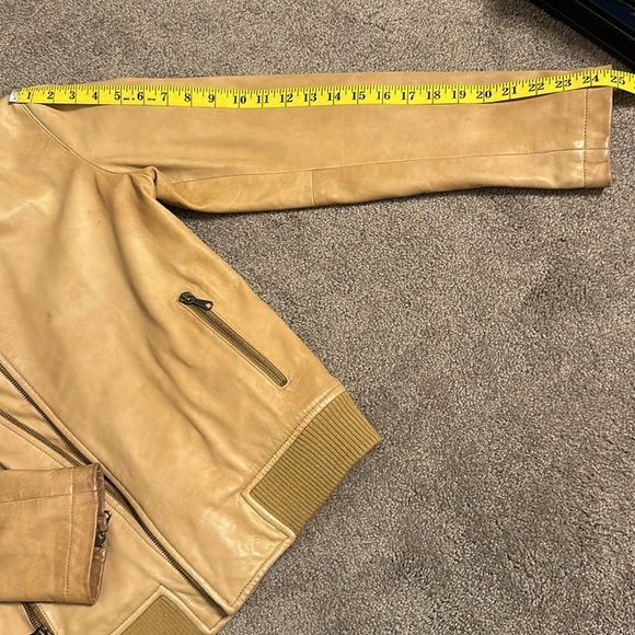 Used Tan Leather Motorcycle Style Gap Jacket - Picture 17 of 17